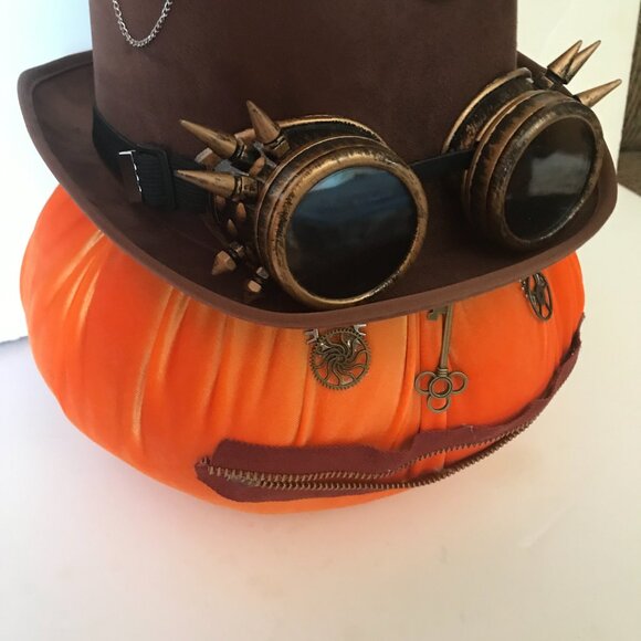 Orange Steampunk Velvet Pumpkin 🎃 - Picture 4 of 12